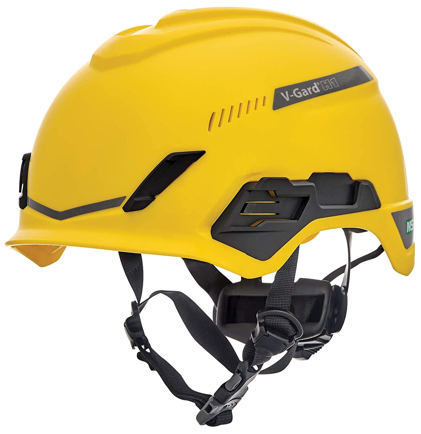 MSA 10194787 H1 V-Gard Helmet With Fas-Trac III Ratchet Suspension | Polyethylene Shell, Superior Impact Protection, Self Adjusting Crown Straps - Standard Size in Yellow