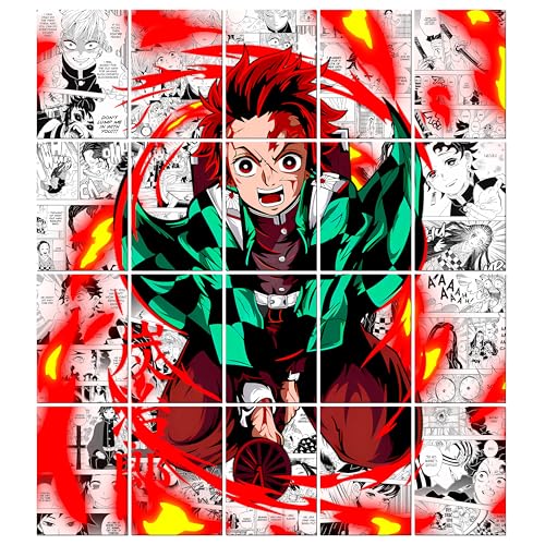 Image of MODERN GALLERY MART Pack of 20 Demon Slayer Tanjiro Kamado Manga Poster | A4 Size Anime Wall Art (8.3 x 11.7 inch) | Manga Posters with Glue Dots | Anime Poster for Bedroom, Living Room, Office