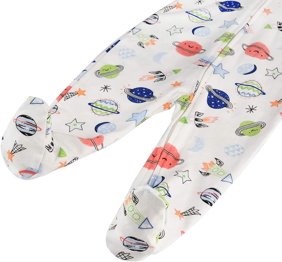 Aablexema Baby Footie Pajamas with Mittens - 3Pcs Infant Cotton Footed One Piece Sleepwear Outfits - Image 7