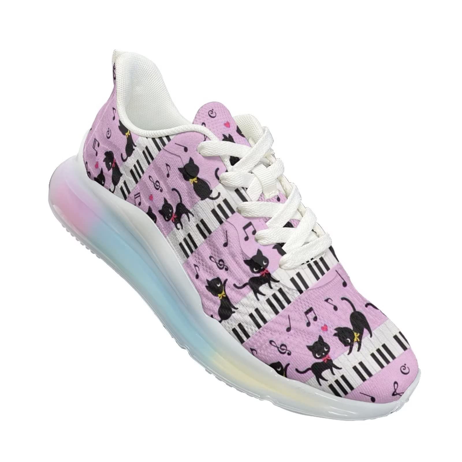 Scarpe da ginnastica da donna, da corsa, in rete, da palestra, da passeggio, Tastiera Musicale Kitty Cat, 38 EU