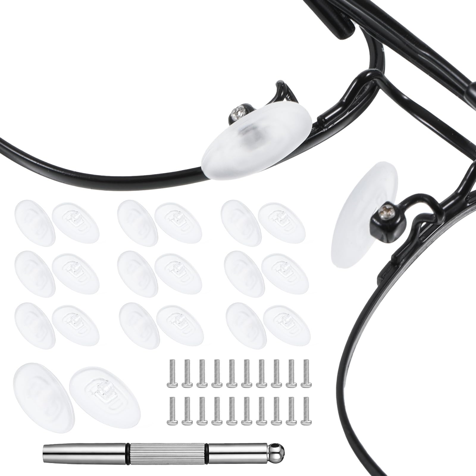 10 Pairs Teardrop Screw-in Nose Pads Push-in Eyeglass Nose Pads Soft Silicone Air Chamber Eyeglass Screw-in Glasses Pad