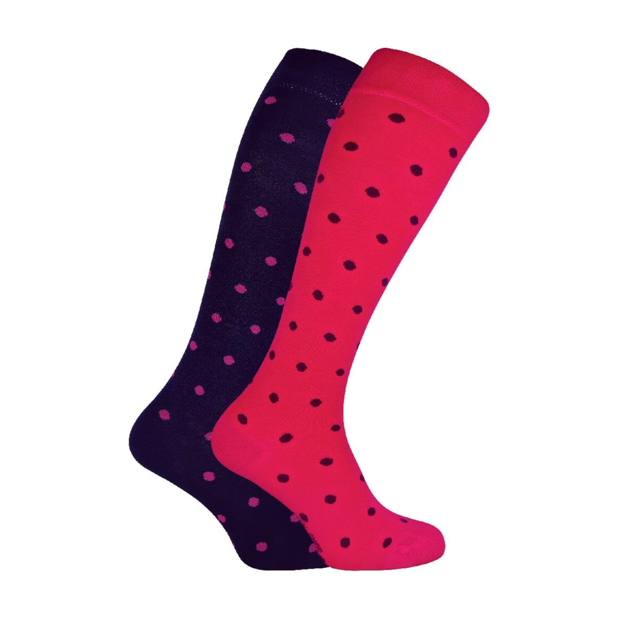 Sock Snob - Womens Long Knee High Bamboo Socks | 2 Pair Pack | Plain & Patterned | Gift for Ladies (4-7, Polka Dot)