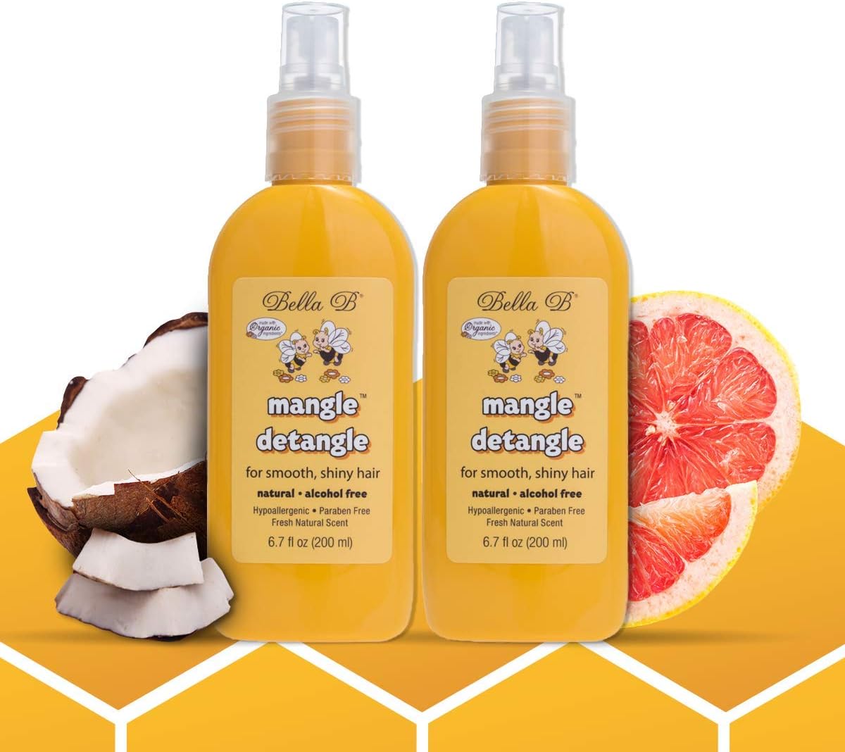 BELLA B Mangle Hair Detangle Set 6.7 oz - 2 Pack - Hair Detangler Spray Natural - Hair Detangler For Kids - Kids Hair Care - Detangler Curly Hair - Hypoallergenic - Alcohol Free