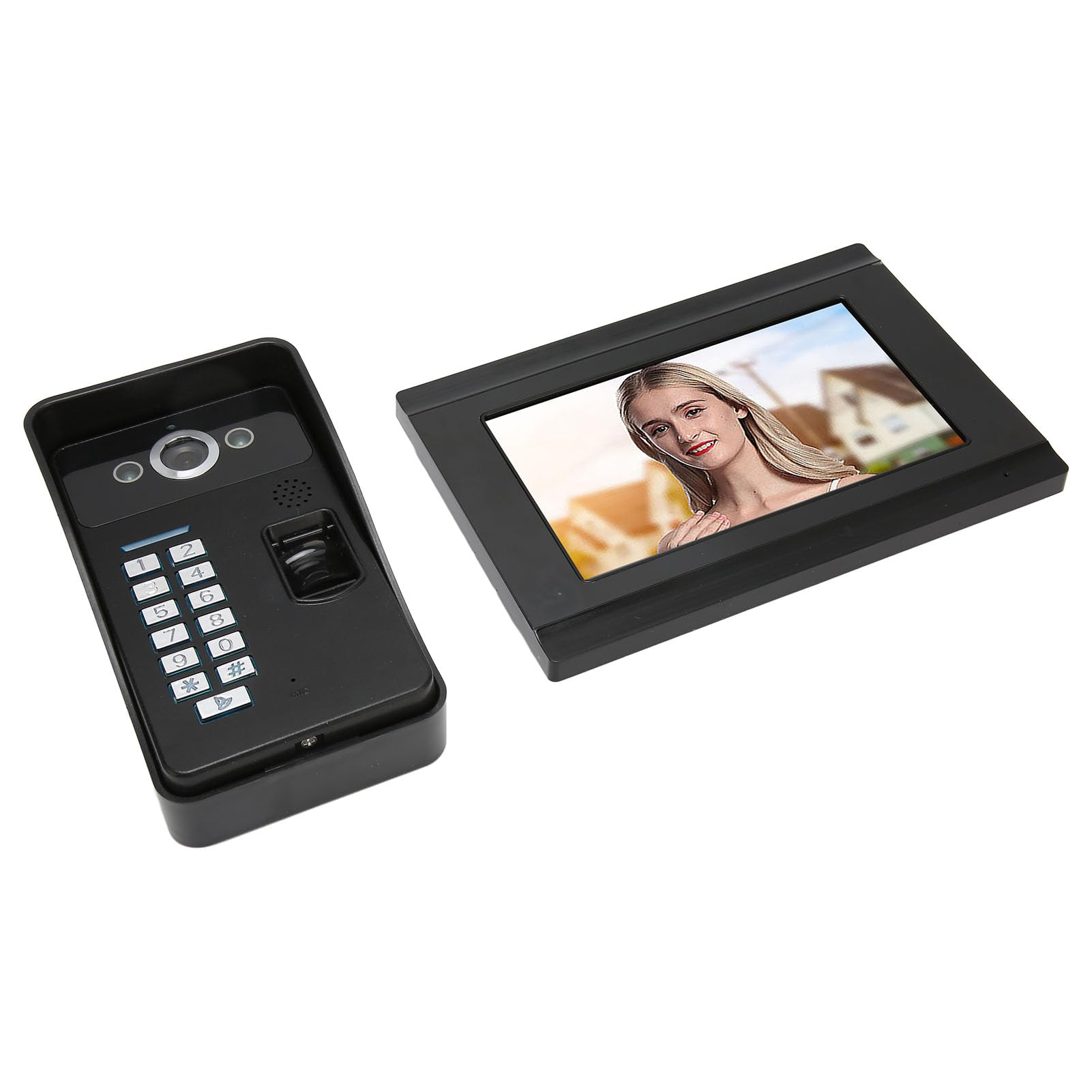 Timbre con Vídeo con Contraseña, Sistema de Portero Automático con Vídeo Resistente a la Intemperie, Pantalla Táctil de Visión Nocturna para Guardia de Entrada (Enchufe Europeo)