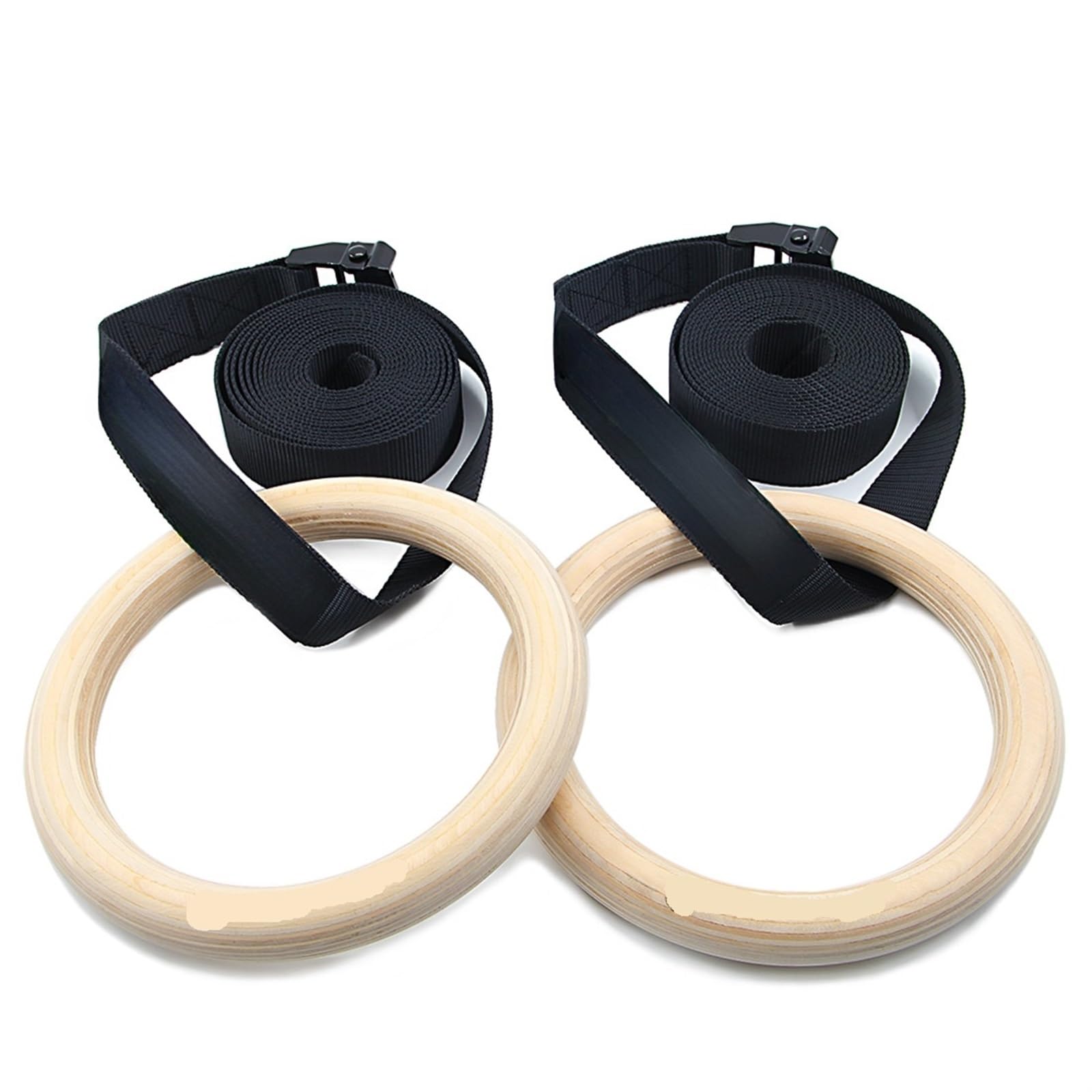 1 Paio di Anelli da Ginnastica da 28 mm in Legno con Cinghie Regolabili con Fibbie Lunghe for Allenamento for Adulti e Bambini, Palestra Domestica, Fitness per la Ginnastica(28mm Set)