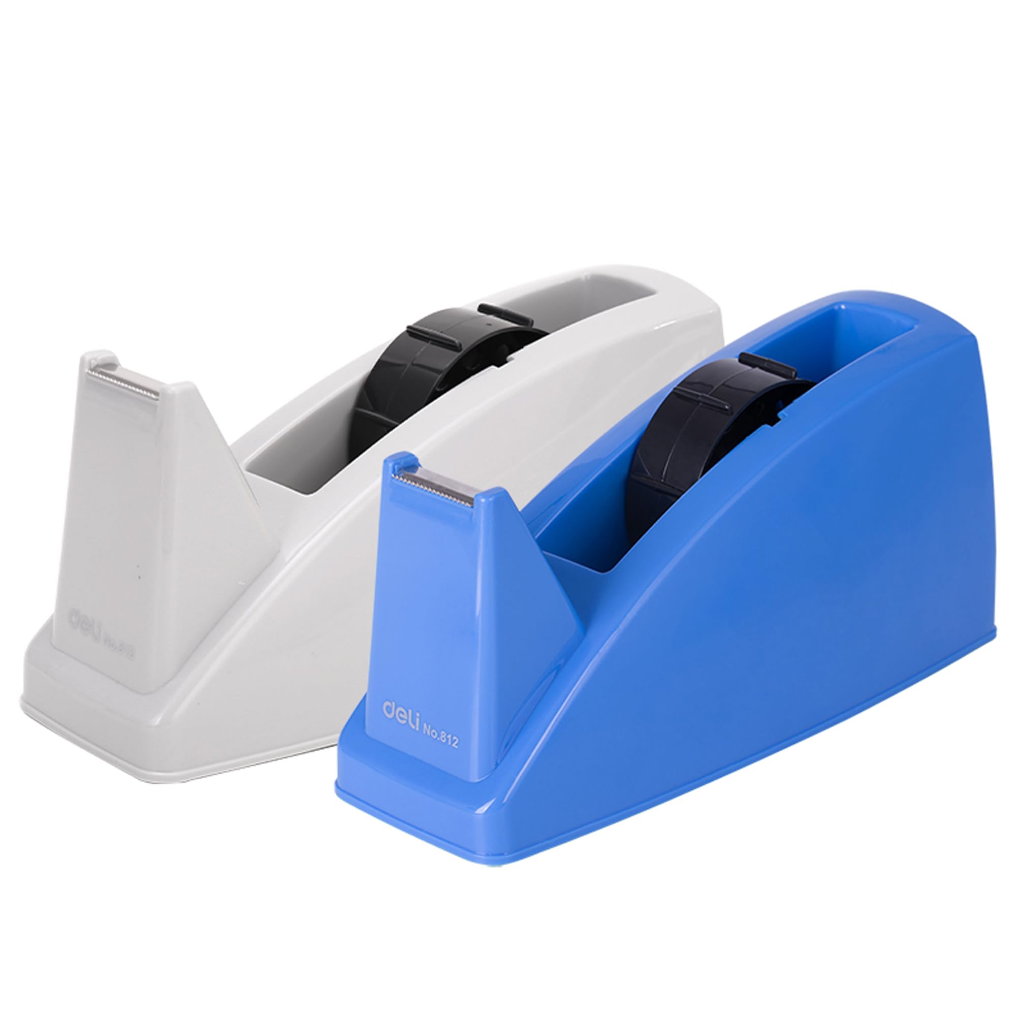 Deli Dispensador de cinta E812, cuerpo de plástico fuerte (el color puede variar, paquete de 1)