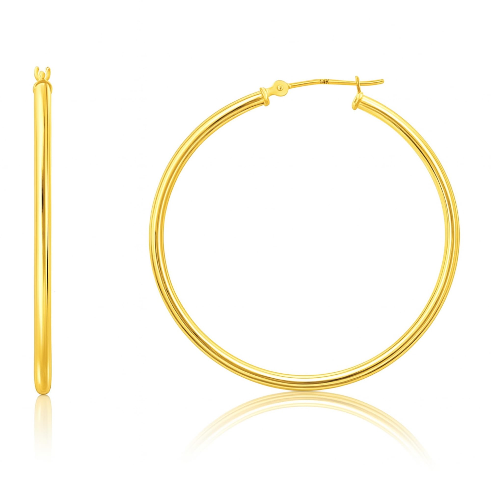 14k Gold Hoop Earrings for Women Hypoallergenic Small to Large 12MM to 50MM Hoop Earrings with Secure Click
