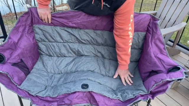 Silla plegable Northroad Loveseat para camping, doble, acolchonada, portátil, para 2 personas, con porta vasos y almacenamiento, soporte 500 libras, color azul gris miniatura 7