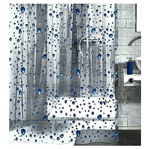 Kleine Wolke PEVA Shower Curtain Liner Clear - with Dark Blue Bubbles - 70.9in x 78.7in Cover
