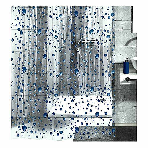 Kleine Wolke PEVA Shower Curtain Liner Clear - with Dark Blue Bubbles - 70.9in x 78.7in