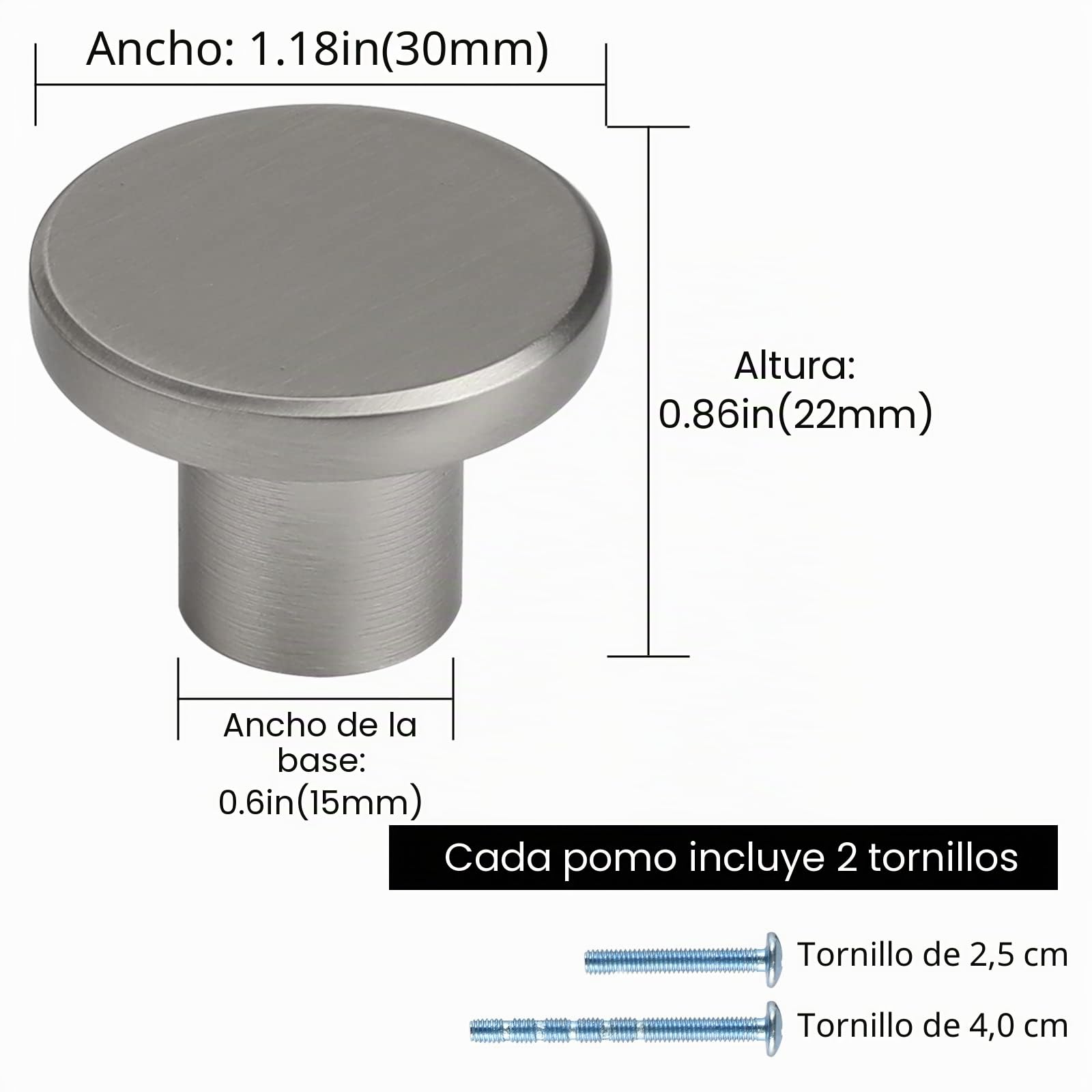 LONTAN 20 Piezas Pomos Armario Plateados, Tiradores Cajones Redondos