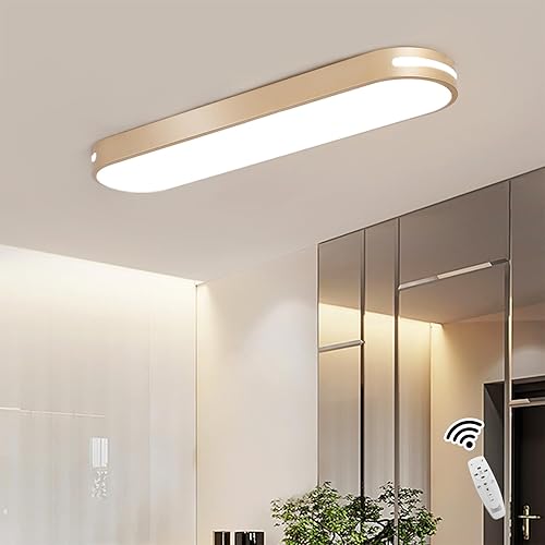 Becailyer Lámpara de techo LED moderna de 23.6 pulgadas, lámpara de techo regulable de montaje empotrado, lámpara de techo de metal de 60 W para