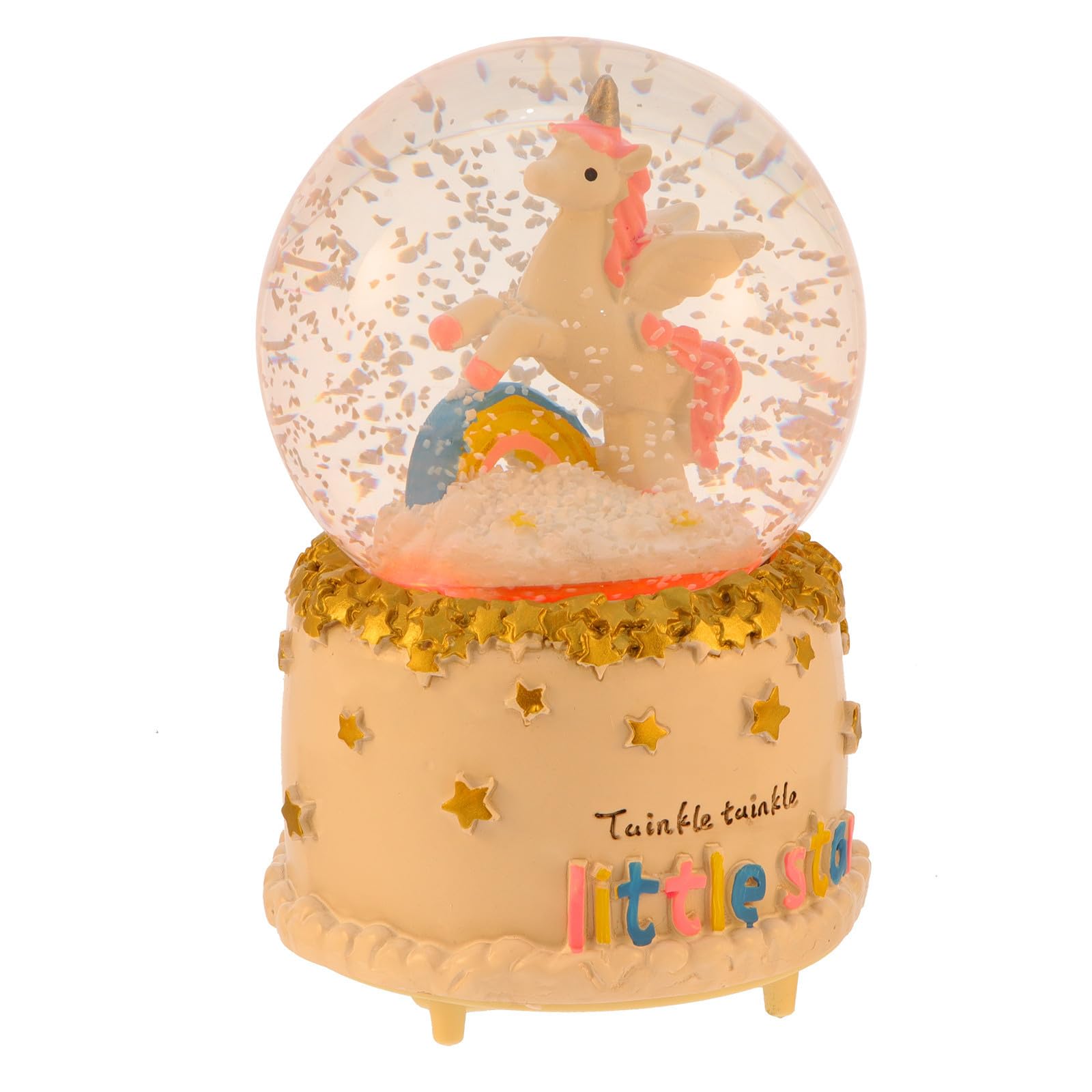 EXCEART Boîte à Musique Ornement de Table Créatif en Résine Verre Boule de Cristal Lumineuse Lumière et Musique pour Anniversaire, Présent Licorne Fille