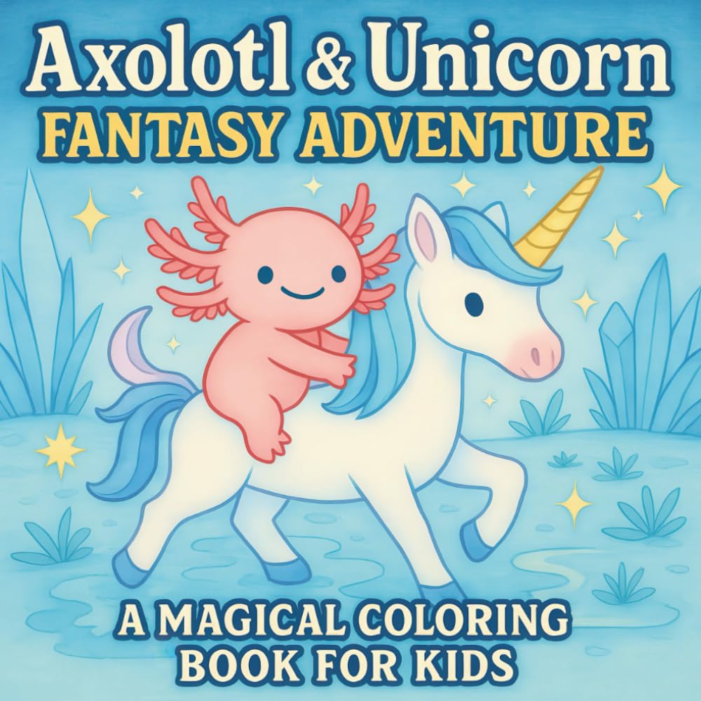 Axolotl & Unicorn Fantasy Adventure: A Magical Coloring Book for Kids