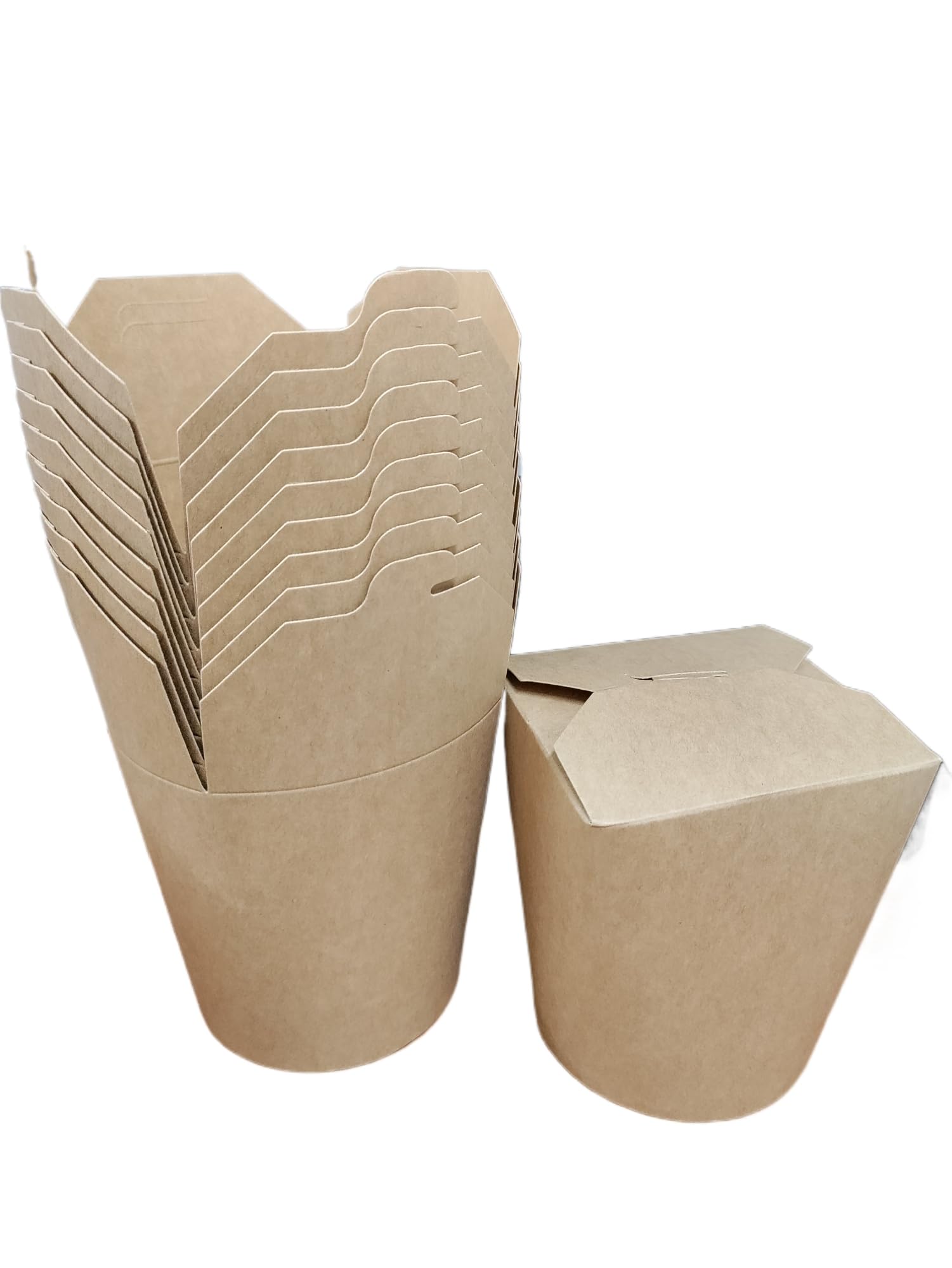 Foglish Home & Garden Natural Kraft Brown 26Oz Kraft Paper Noodle Boxes, Round Takeaway Food Containers, Natural Brown, 735Ml Capacity, Stackable Disposable Design (50)