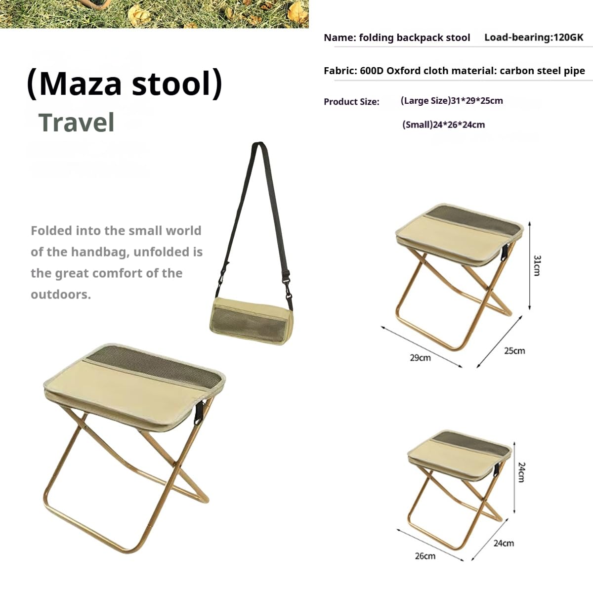 Sgabello Pieghevole Da Zaino/Sgabello Da Escursionismo Portatile - Sedia Da Campeggio Leggera, Sedia Da Pesca Pieghevole Per Esterni, Sgabello Pieghevole Ultraleggero (Green Large+ Small)