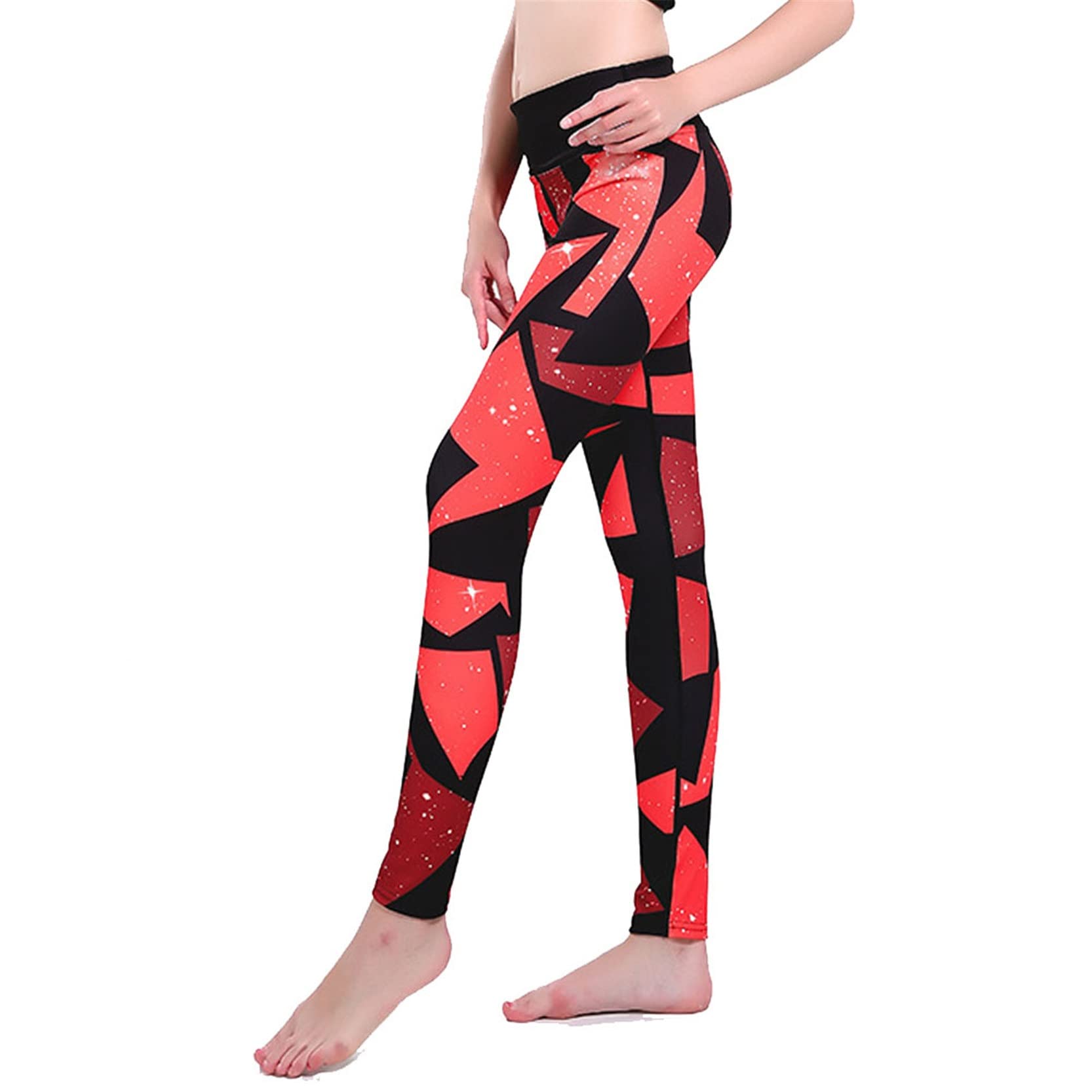 Mujer Niña Gimnasio Leggings Yoga Pantalones, Pantalones de Yoga de cintura alta con estampado geométrico for mujer, mallas ajustadas con Control de barriga y levantamiento de glúteos, pantalones elás
