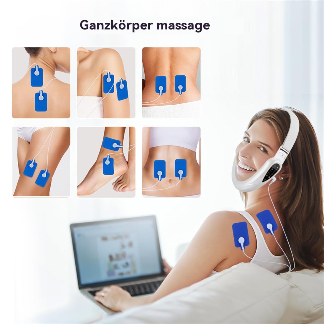 4-in-1 EMS & LED Gesichtslifting massager – Non-invasive Anti-Aging mit Mikrostrom, Rot-/Blaulicht & Infrarotwärme – Hautstraffung & Faltenreduktion zu Hause & auf Reisen für reife Haut & Doppelkinn