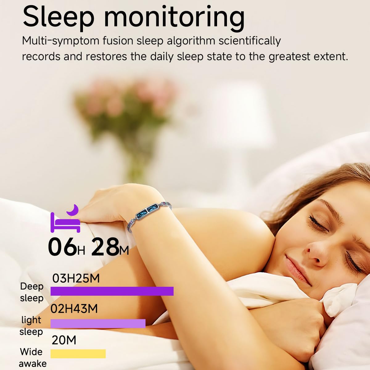 findtime Pulsera inteligente para mujer, rastreador de fitness, delgada, delgada, para la salud, vestido de diamante, monitor de actividad delicada, monitor de frecuencia cardíaca, contador de pasos