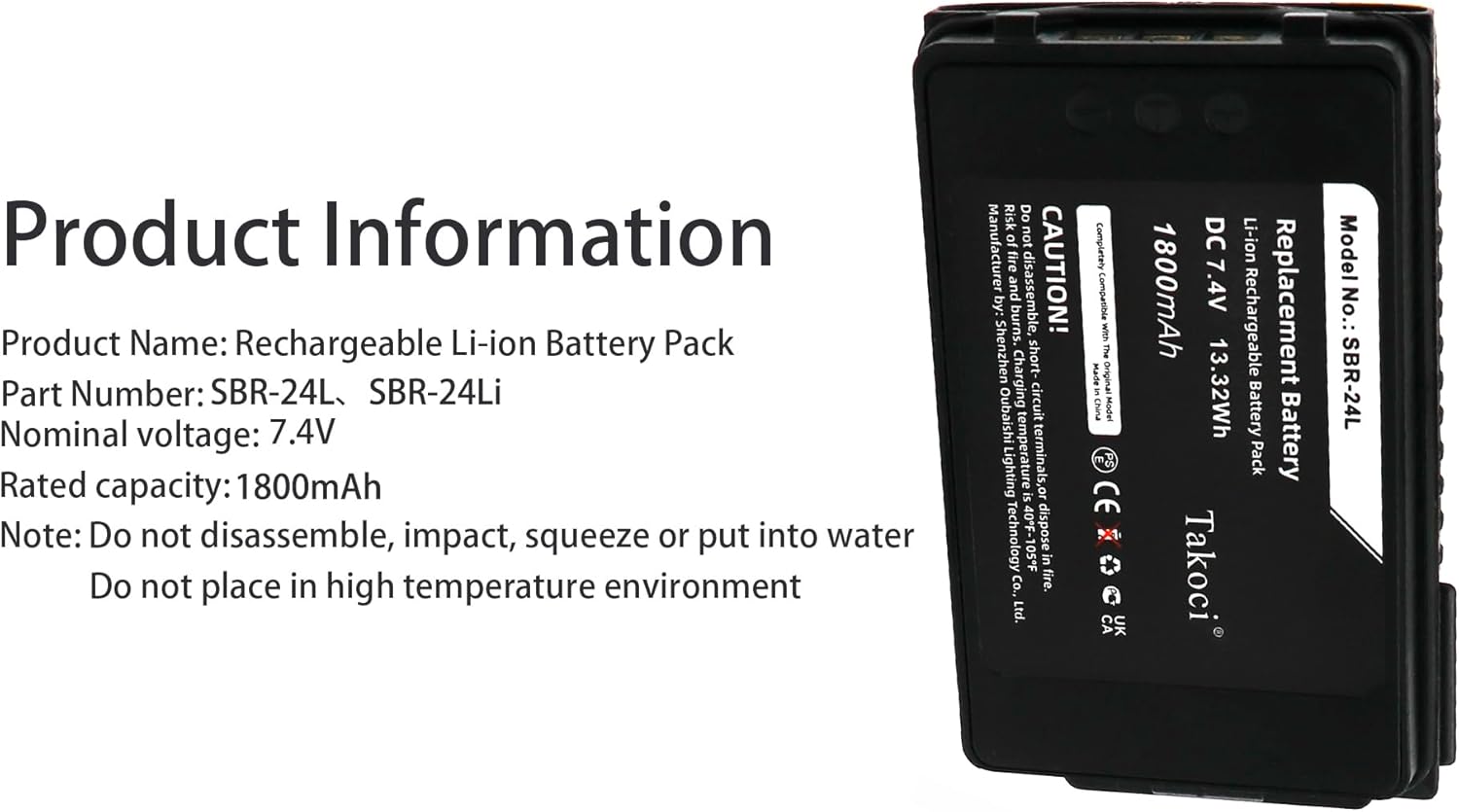 2-Pack 7.4V 1800mAh SBR-24L Li-ion Radio Battery Compatible for YAESU FT-70D FT-70DR FT-70DS Series Radios
