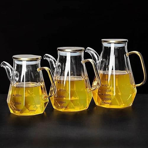 Miniatura 4 de UPKOCH Botella dispensadora de aceite para freír, botella de aceite de vidrio con asa y tapa, dispensador de aceite y vinagre, contenedor de líquido
