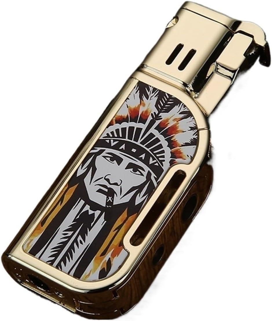 Premium Metal Lighter, Refillable Butane Lighter, Windproof Lighter with Visible Fuel Tank, Adjustable Soft Frame and Jet Frame, Torch Lighter, Dual Frame Lighter, (Yellow)