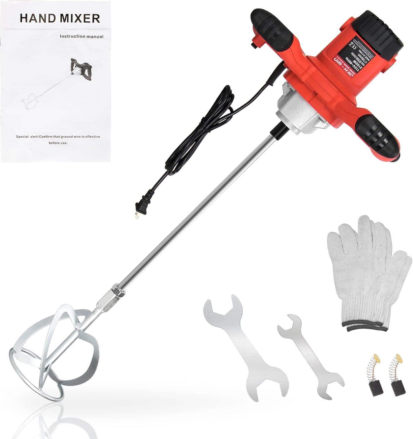 Cement Mixer2100W Electric Portable Concrete Mixer Handheld Cement Drill with Rod 6 Speed