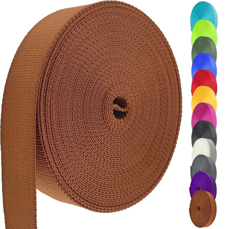 Image of Nylon Webbing 1.5 Inch, Heavy Duty Nylon Webbing Strap 12 Yard,Durable Strapping for Indoor or Outdoor Gear, DIY Crafting, Repairing (Brown, 12 Yard)