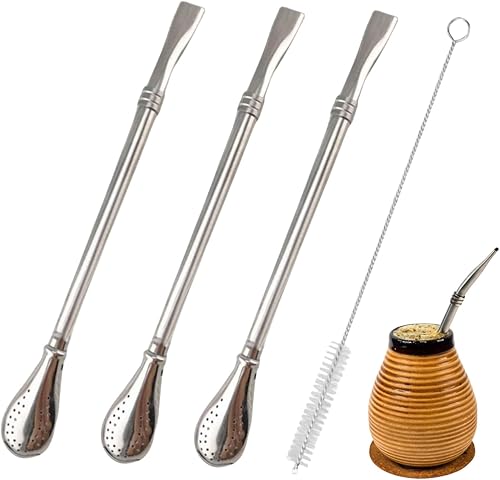 Yerba Mate Bombilla - Pajitas de filtro de calabaza para beber, 7.68 pulgadas, reutilizables, de acero inoxidable, popotes de filtro de calabaza,
