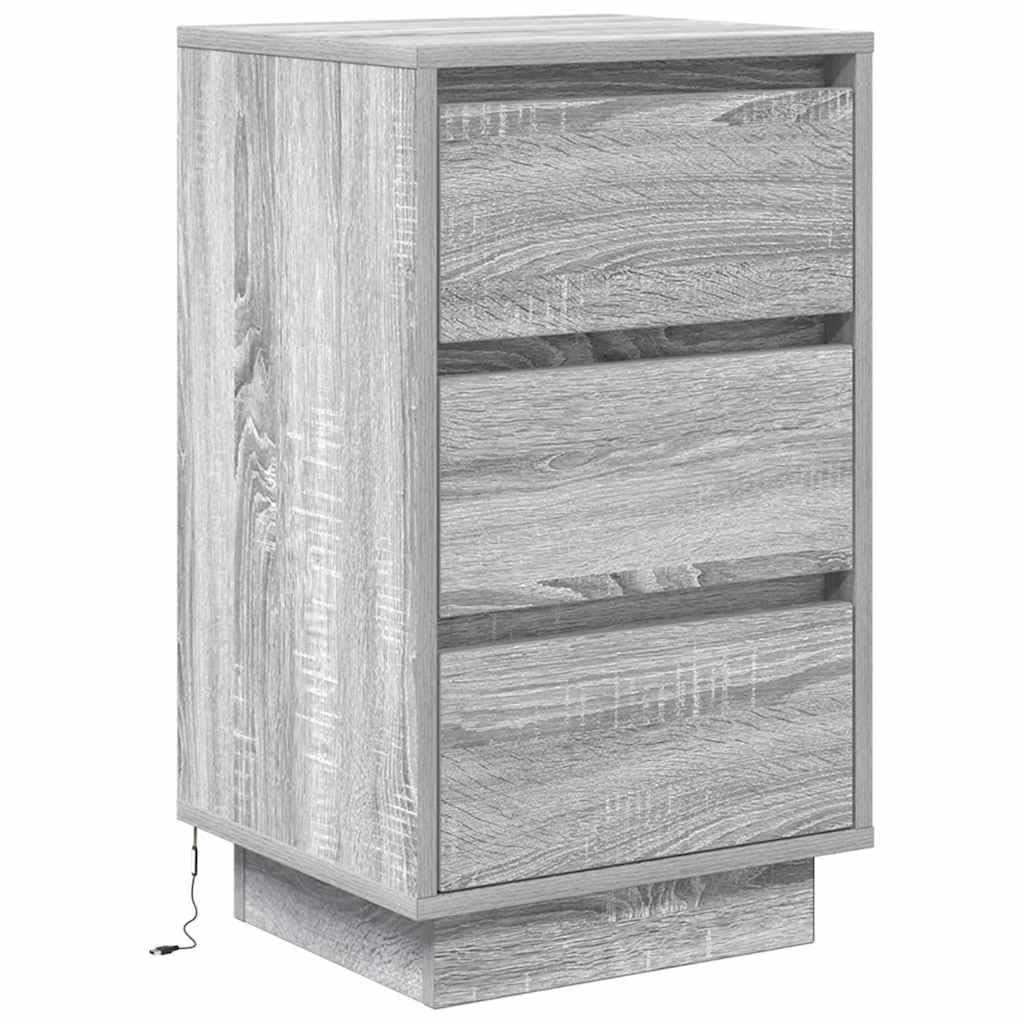 vidaXL Szafka nocna z oświetleniem LED Szary Sonoma 38x34x65 cm
