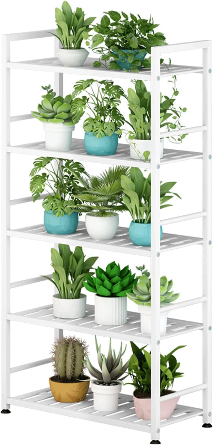 Forthcan Shelving Unit Metal Storage Shelf Heavy Duty Organizer Standing Storage Rack for Bathroom, Kitchen, Living Room, Outdoor Flower Stand (White, 5-Tier)