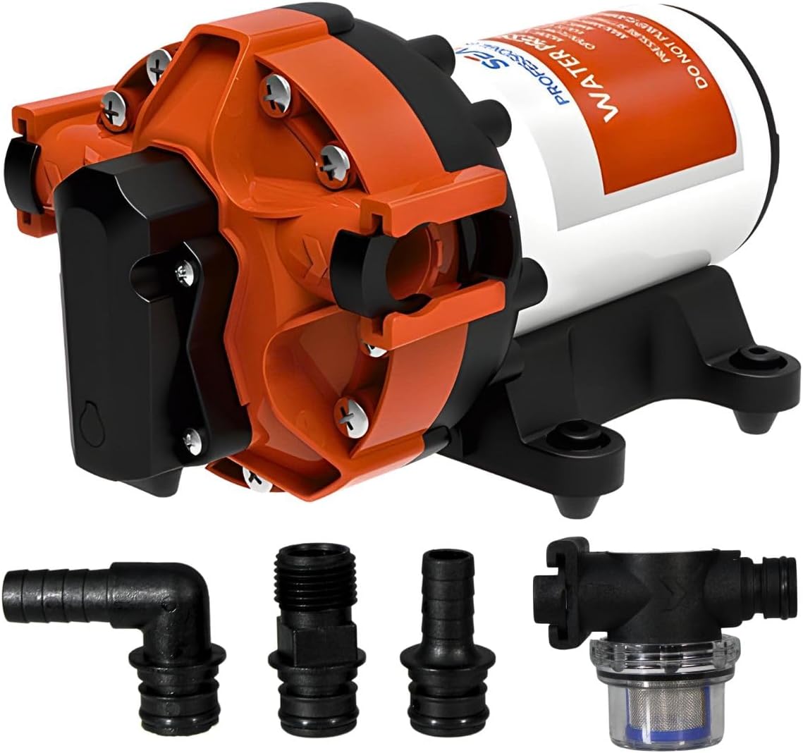 56A Series Variable Speed Smart Water Pressure Pump – 12V DC, 5.0 GPM, 70 PSI, Self-Priming, Constant Pressure, For Rv/Yacht/Boat/Camper, NSF, CE & Rohs Certified, UL Listed, 4-Year Warranty
