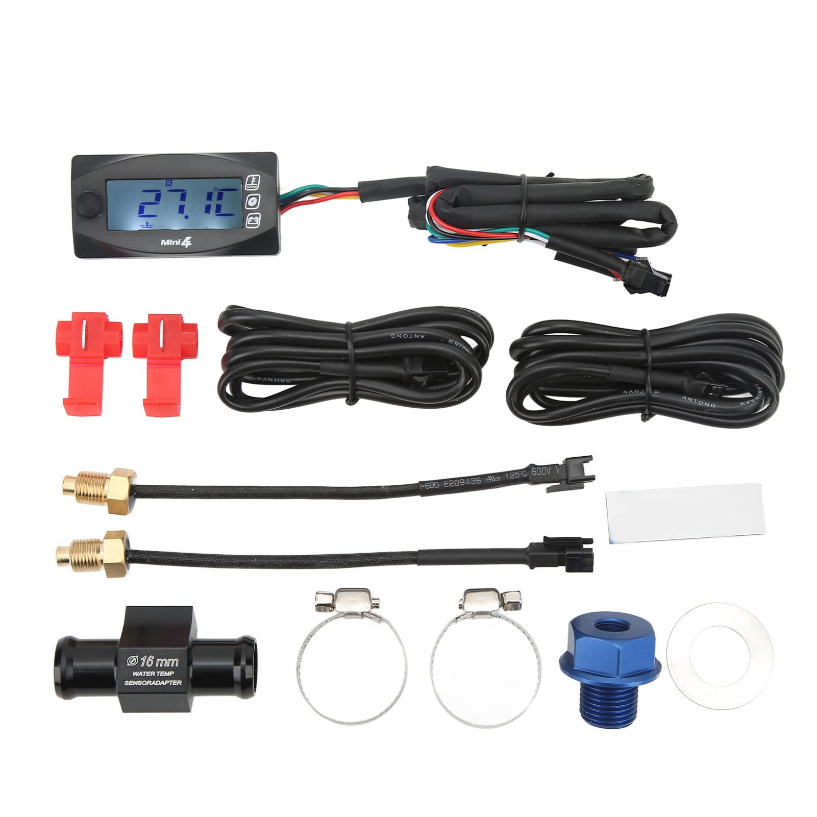 Medidor de temperatura de aceite de agua y tiempo de voltaje para motocicleta 4 en 1, pantalla Digital de ajuste universal DC12V con retroiluminación, sensor M16x1.5 (M16*1,5)