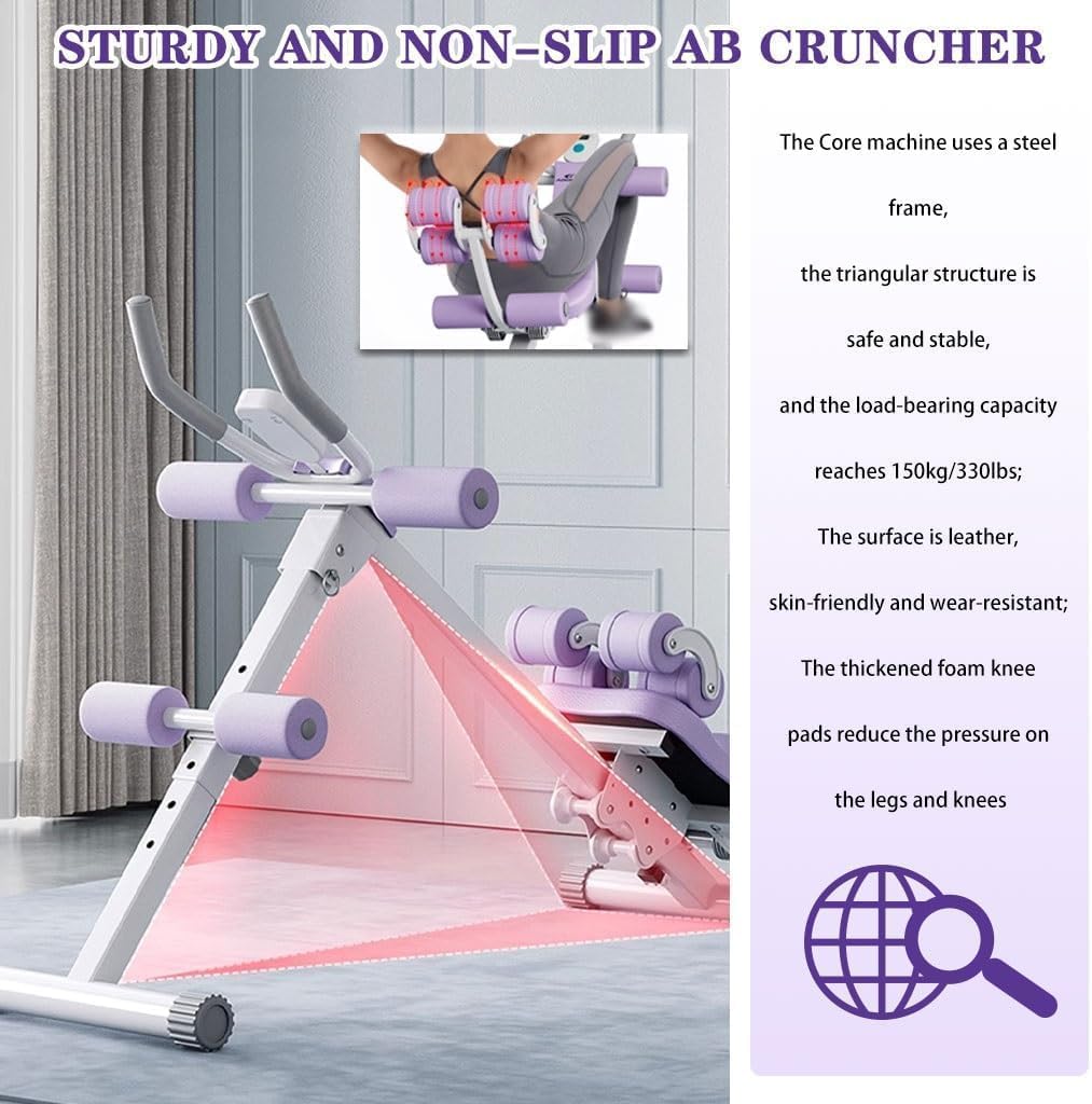 Amecke 4-in-1 多機能コアマシン、 腹筋マシーン 高さ調節可能な家庭用腹筋トレーナーマシン、 折りたたみ式で安定した腹筋