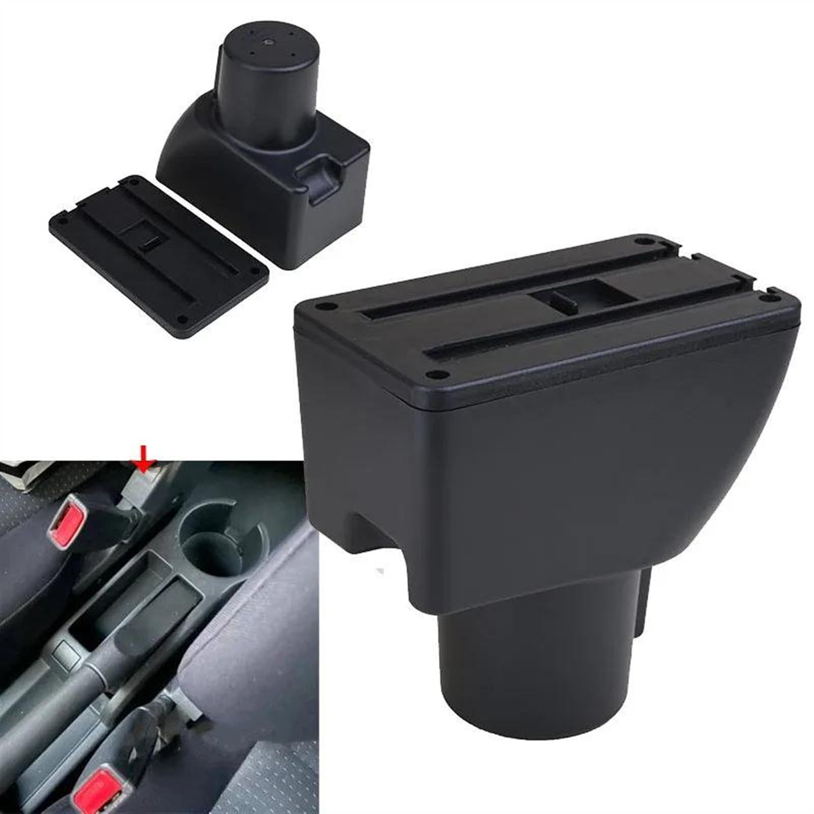 Scatola Bracciolo Con Supporto Multifunzionale Accessori Per La Modifica Degli Interni Dell'auto Imbottiti In PU Per Getz Consolle centrale(B1 Black red 7USB)