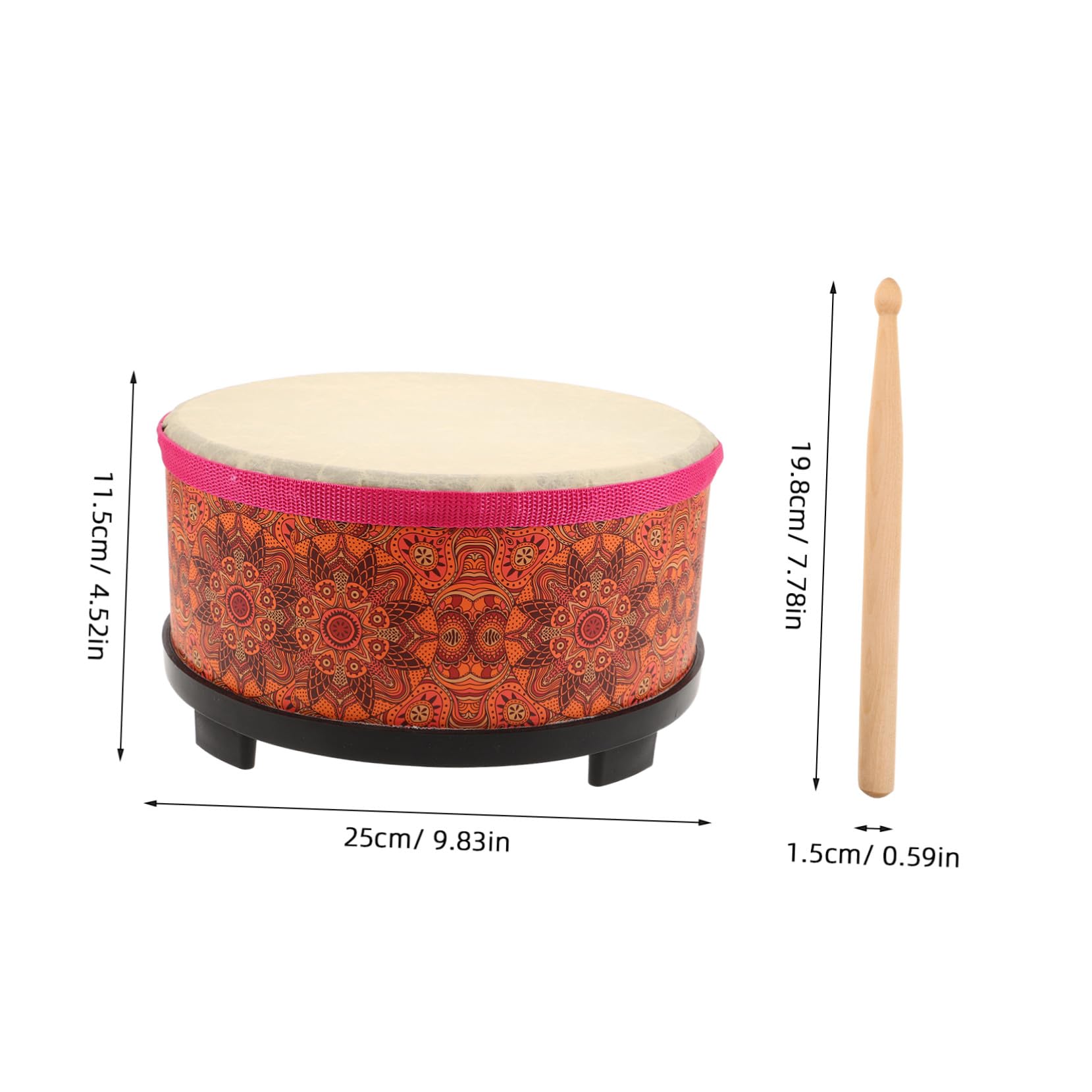 Juguete Musical para Niños de Percusión Tradicional de Madera | Baquetas Incluidas, Diseño de Tambor Unido, Uso en Clases de Música Infantil y Educación Orff