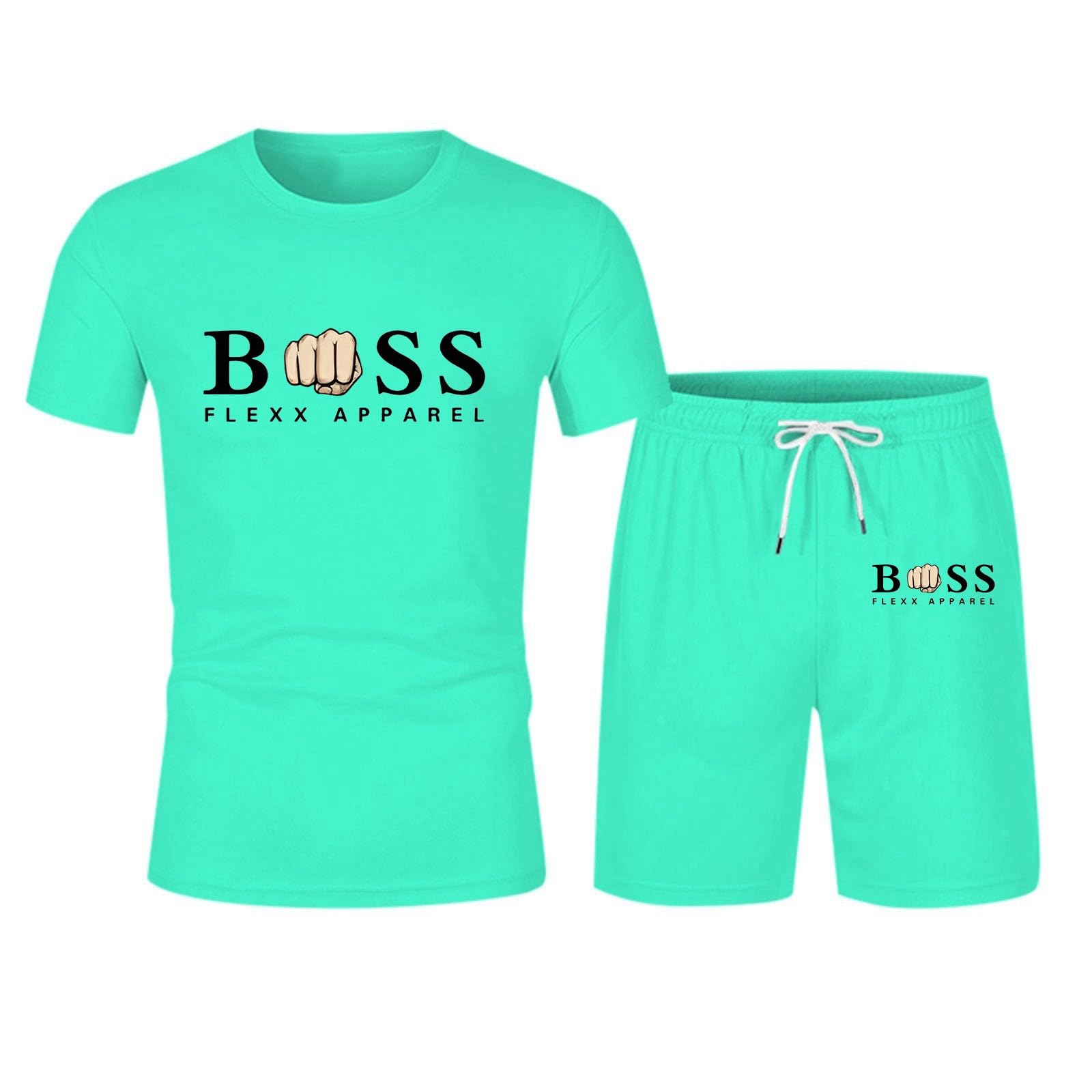 Survêtement de sport pour homme, t-shirt et short, tenue 2 pièces, survêtement d'été décontracté avec poche, grande taille, respirant, sportif et élégant