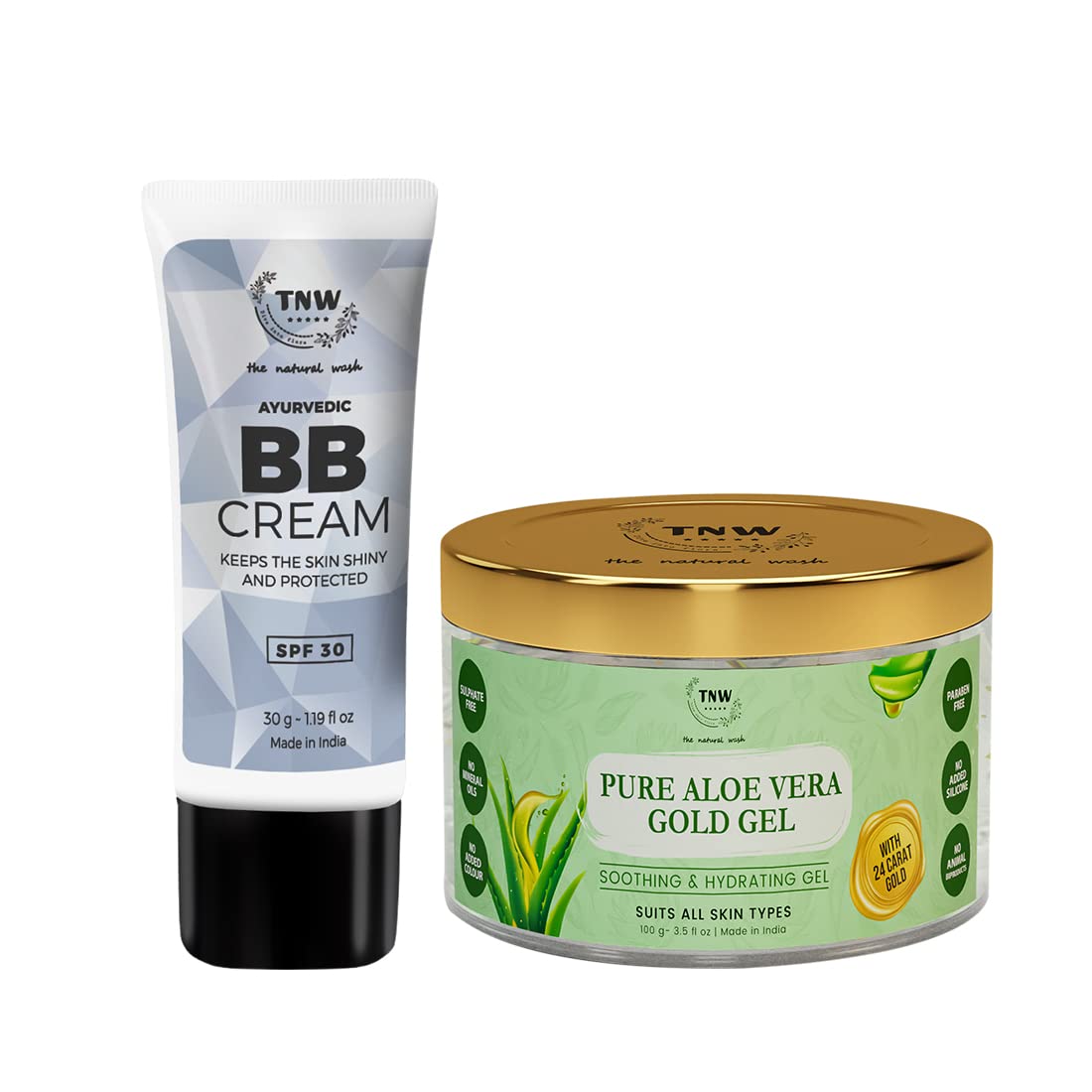 TNW-The Natural Wash BB Cream & Pure Aloe Vera Gold Gel for Flawless and Glowing Skin | With Goodness of SPF 30 & Gold Leaves-image-9