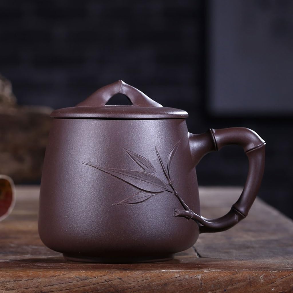 Matcha kubki retro kreatywny fioletowy gliniany kubek ręcznie robiony duża pojemność z pokrywką filiżanka do herbaty biuro męska filiżanka do herbaty 450 ml zestaw do herbaty zaparzacz kubek