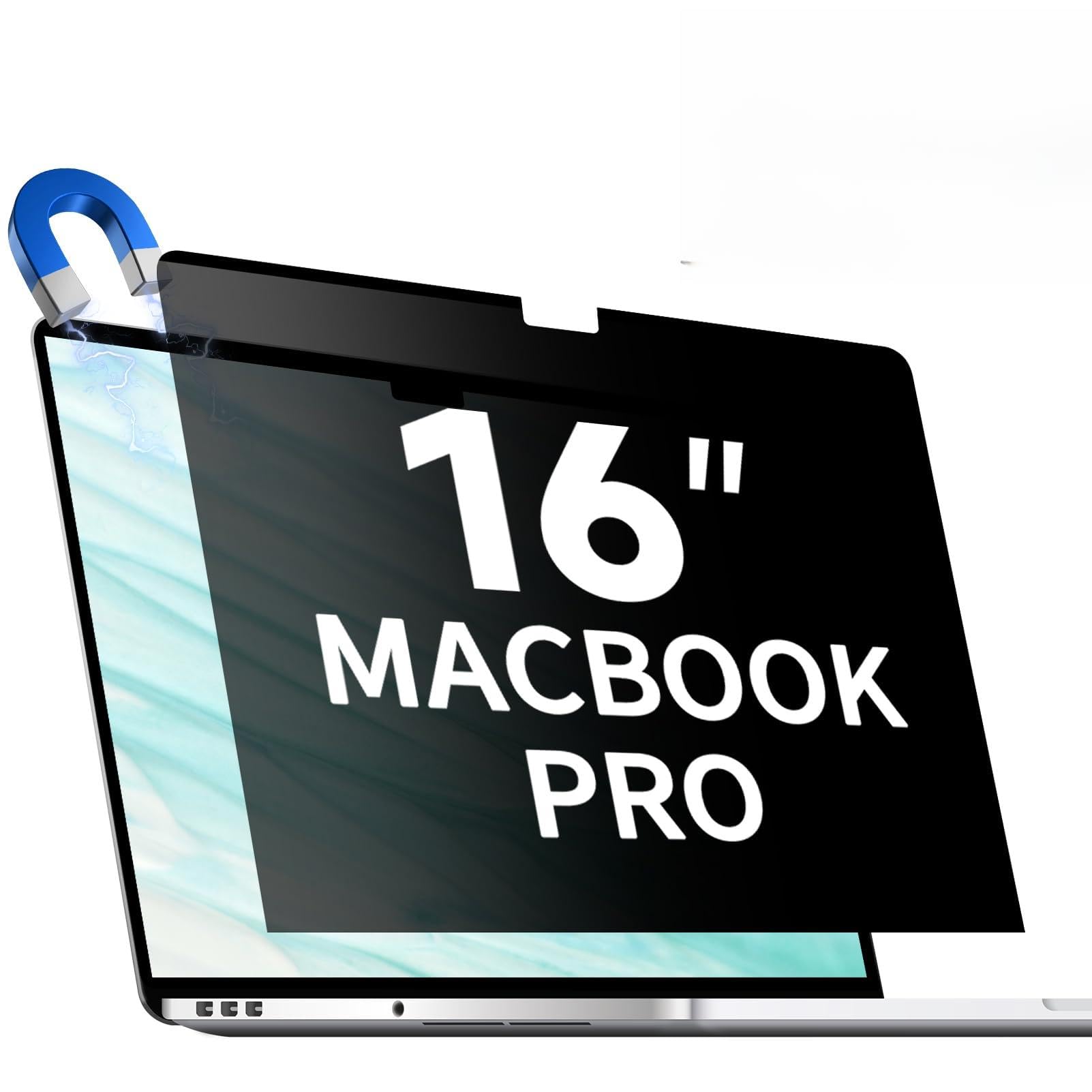Magnetic Privacy Screen for 16 Inch MacBook Pro (2021-2024, M1, M2, M3, M4, Pro, Max), Removable Matte Computer Privacy Shield Anti Glare Blue Light Filter, Anti-Spy for Mac 16.2'' Protector