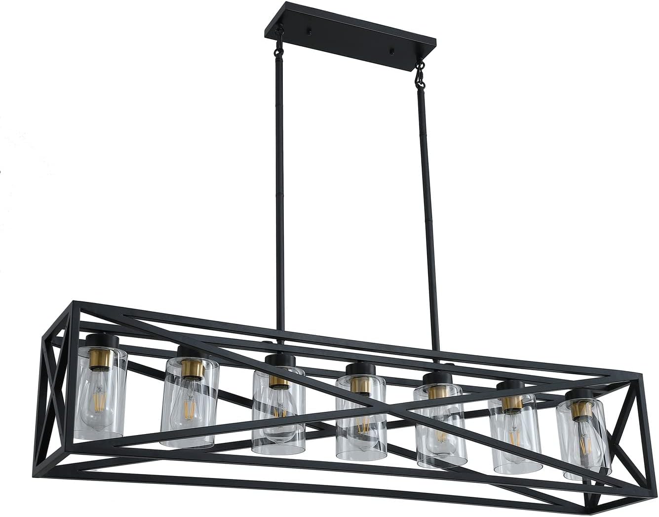 Aiwen 7-Light Kitchen Island Light Farmhouse Cage Style Chandelier Industrial Vintage Pendant Light Fixture