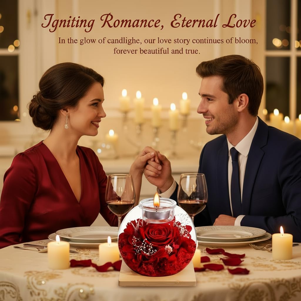 Birthday Gifts for Women,Eternal Preserved Real Rose with Scented Candle(Vinilla9Pcs+Rose9Pcs),Preserved Rose in Glass Dome, Christmas Valentine Mothers Day Gifts for Her Mom Girlfriend,Home Decor - Image 6