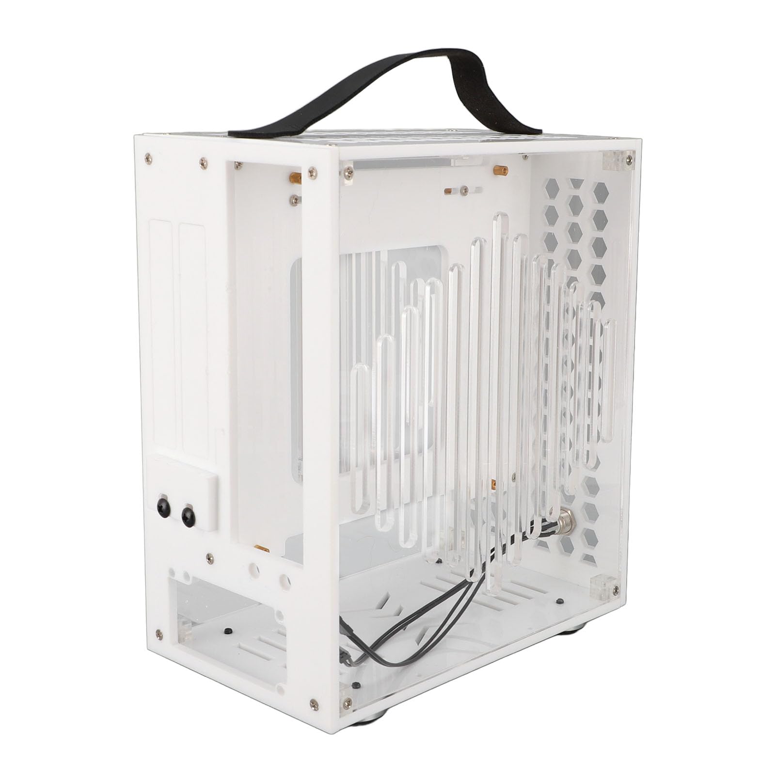 Kadimendium Miniaturowa Obudowa Komputera ITX Przenośna Akrylowa Obudowa Komputera dla Majsterkowiczów 23x20,5x12cm Przezroczysty Przepływ Powietrza 360 Stopni (Biały)