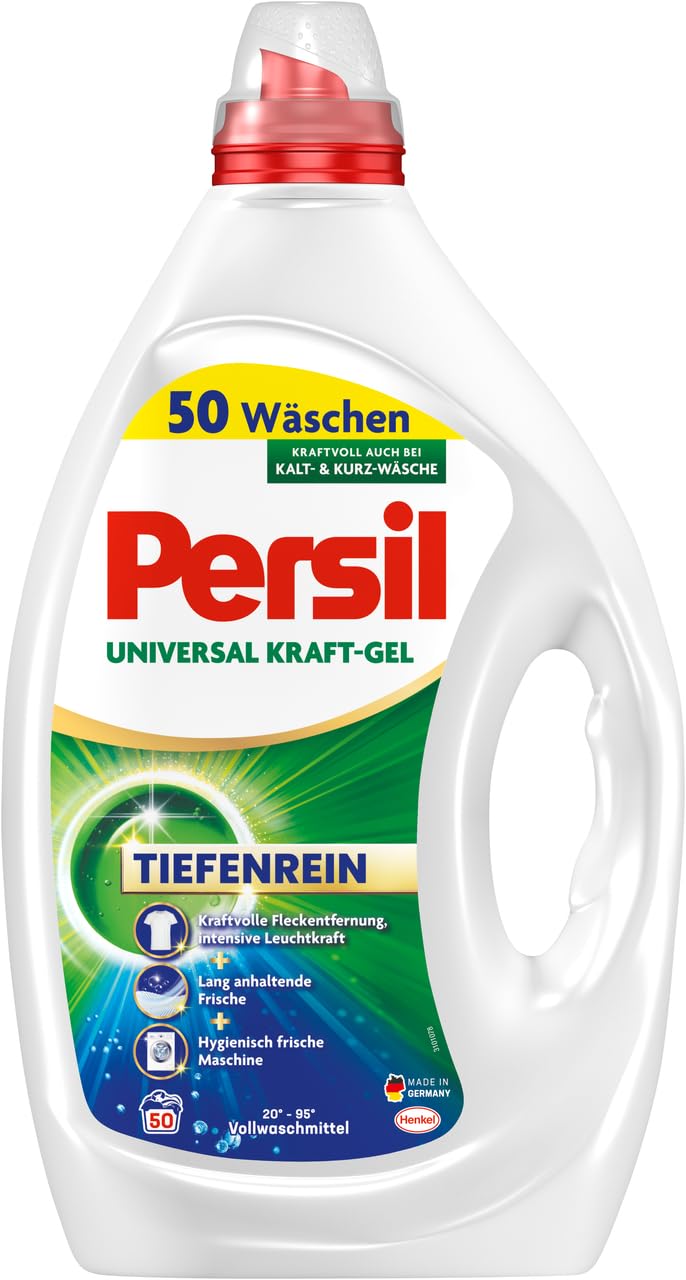PERSIL Universal Pulver Morgenfrische 90 WL 4,95 kg + Kraft-Gel 50 WL 2,25 l – Extra sauberes Waschmittel Set für weiße & bunte Wäsche