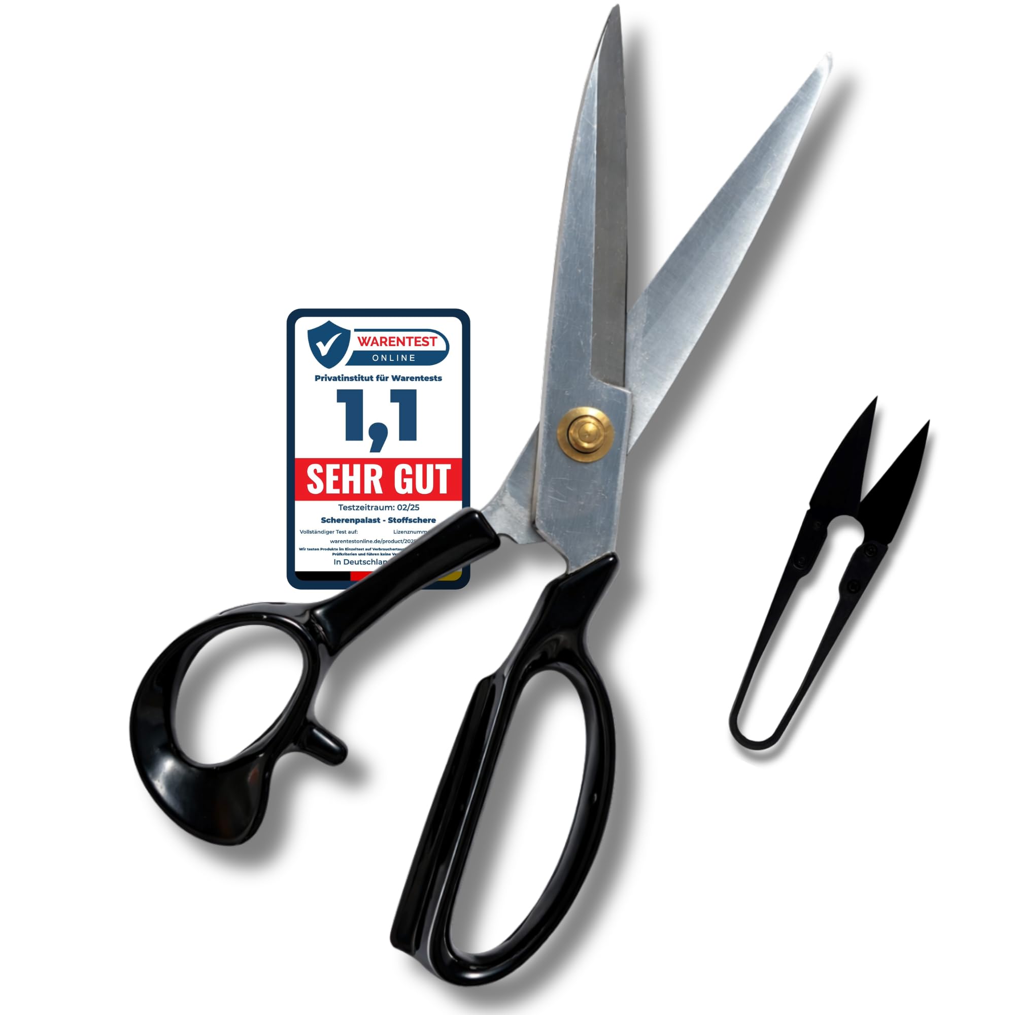 Schneiderschere 30,5cm EXTRA GROSS/400g – Profi Stoffschere für Leder & dicke Stoffe(KEINE Bastelschere) – für große Hände & Kraftschnitte – Edelstahl, extra scharf – mit Fadenschneider & Geschenkbox