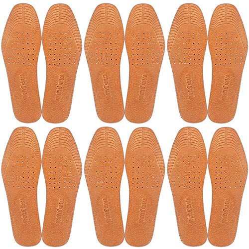 Image of Absorbent Ultra Thin Pigskin Leather Insoles for Stinky Feet-Foot and Shoe Odor Inserts for Shoes-Cinnamon Inserts and Flats for Sweaty Feet and Hyperhidrosis (6 Pair (Pack of 1))