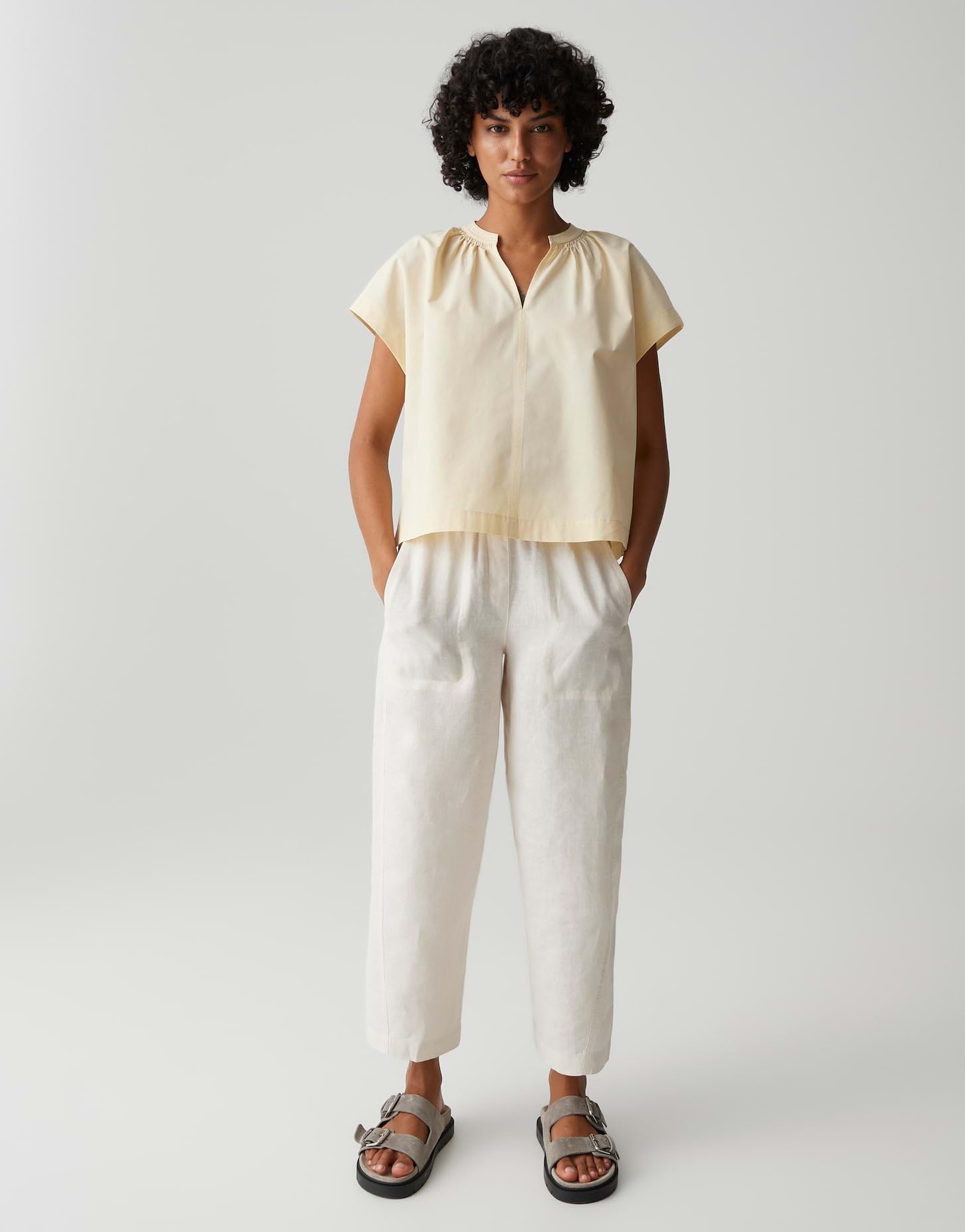 OPUS Damen Kurzarmbluse | Shirtbluse aus leichtem Cotton Voile Regular Fit