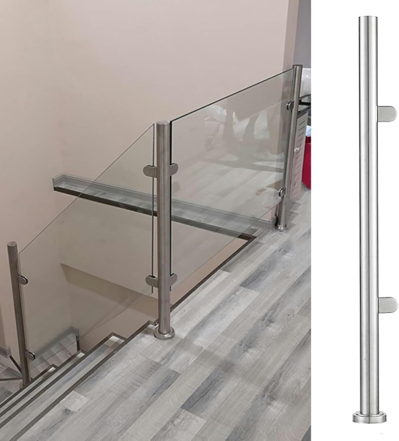 Poste de acero inoxidable 304 de 51 mm para barandillas de vidrio y escaleras