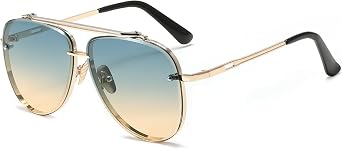 FEISEDY Oversized Aviator Sunglasses for Men Women Vintage Sun Glasses Metal Frame Gradient Shades B0105
