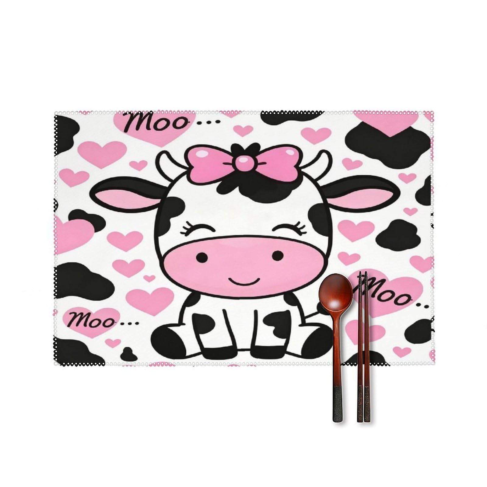 Fekiloot Style Cute Cow Placemats Set Of 6,Table Mat